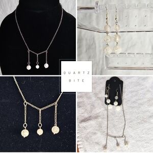 Quartz Bite Silver Necklace and Earring Set